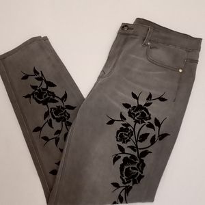 DG2 Velvet designed grey stretch skinny jeans